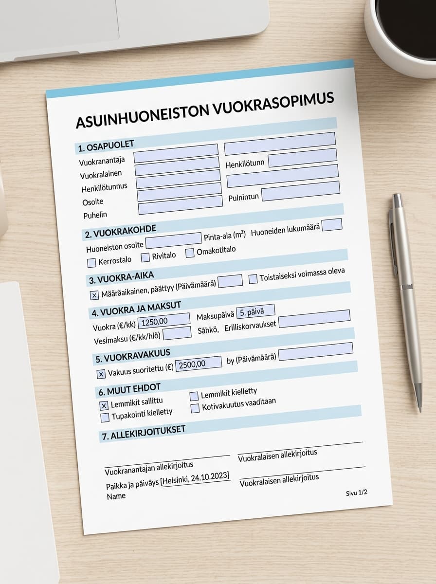 Vuokrasopimus pohja esikatselu